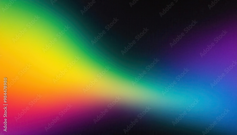 Poster vibrant gradient of blended rainbow colors fading into darkness. spectrum of light transitioning war