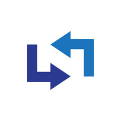 Blue left and right arrow logo, Abstract symbol business logotype