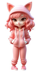 PNG Cat girl figurine cartoon doll.