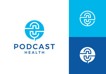podcast health care logo design template