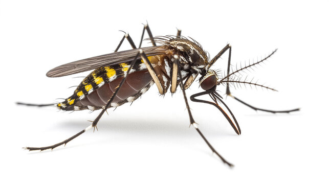 Macro Shot of Blood Sucking Mosquito on a Clean White Background