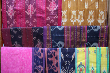 Kain Tenun Kalimantan with motif traditional ethnic from Berau, East Borneo, Indonesia.