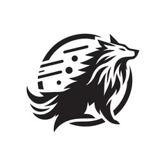 Minimalist wolf logo with white background