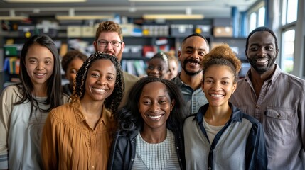 Diverse Group of Smiling Teachers in a Classroom Setting