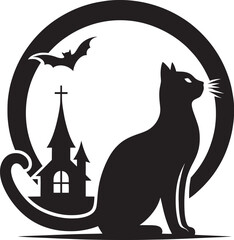 Halloween scary cat silhouette vector illustration isolated on a white background