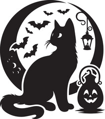 Halloween scary cat silhouette vector illustration isolated on a white background