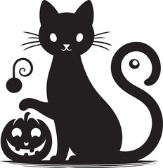 Halloween scary cat silhouette vector illustration isolated on a white background