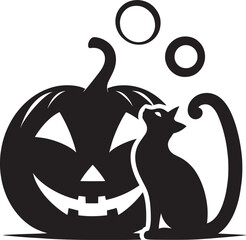 Halloween scary cat silhouette vector illustration isolated on a white background