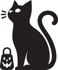 Halloween scary cat silhouette vector illustration isolated on a white background