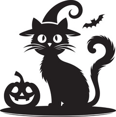 Halloween scary cat silhouette vector illustration isolated on a white background