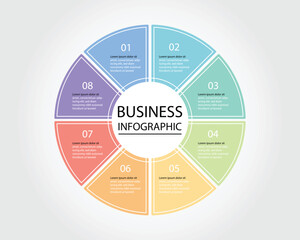 Business Infographic modern design template for banners and infographics for 8 circle step of pie chart 
