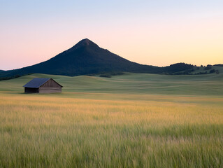 Obraz premium Moon Setting Behind Distant Mountain Casting a Soft Glow | Serene Nighttime Landscape