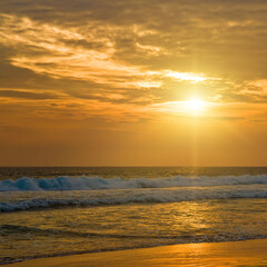 Fototapeta premium Sea and bright sunset. Concept - vacation and travel.