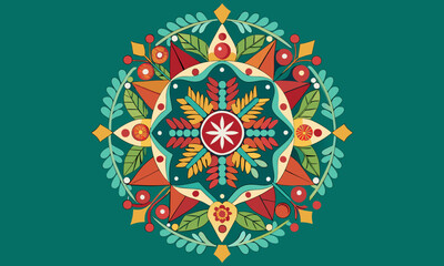 Christmas Mandala Design Graphics 