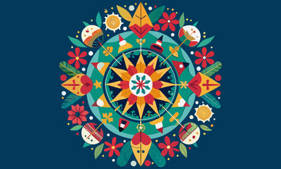 Christmas Mandala Design Graphics 