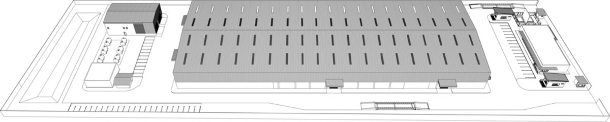 3D illustration of industrial project