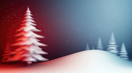Festive Christmas Trees with Stars on a Wintery Background