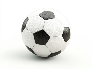 Obraz premium A close-up view of a classic black and white soccer ball isolated on a clean white background.