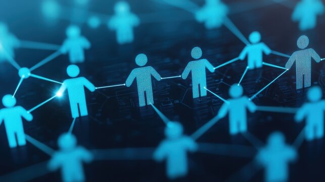 Blockchain consensus mechanism visualized as a group of individuals reaching agreement on a shared ledger