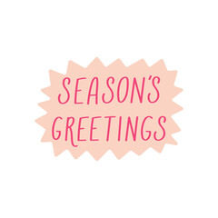 Merry Christmas quote seasonal greetings in pink color bubble. Stickers or prints templates