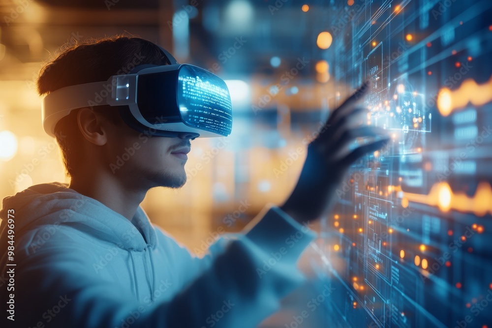 Poster a dedicated student is using advanced virtual reality and ai tools to enhance their learning with in