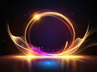 Obraz premium Glowing abstract background with stars and space for text, featuring vibrant colors and futuristic lines, creating a magical and energetic atmosphere