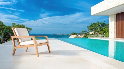 Modern Chair by Serene Poolside in Bright Nature