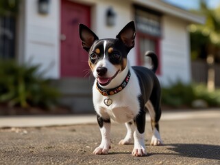 A cute Jack Russell Terrier puppy sitting on the grass, looking adorable with its brown and white fur 2