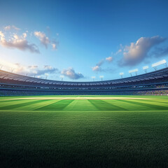 illustration of stadium of cricket with pitch generative ai