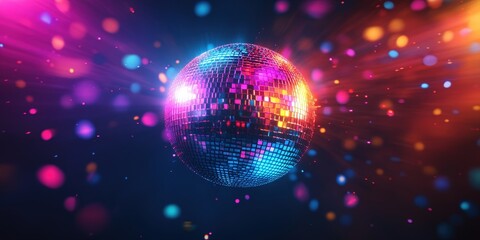 Colorful Disco Ball with Sparkling Lights Effects