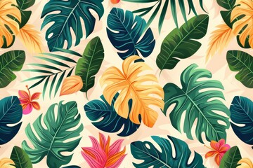 tropical plants pattern, green. ai generated