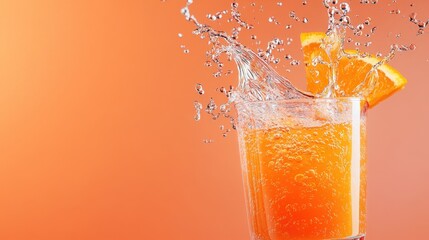 Refreshing Orange Drink with Splash of Water
