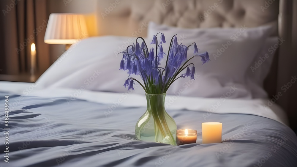 Wall mural bluebell on the bed