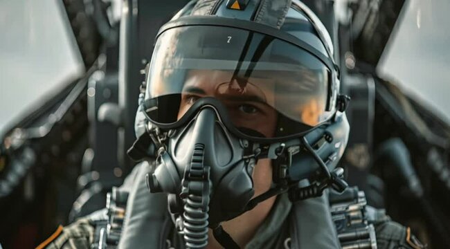 Scene of a fighter jet pilot in action, Camera slow motion with different angles