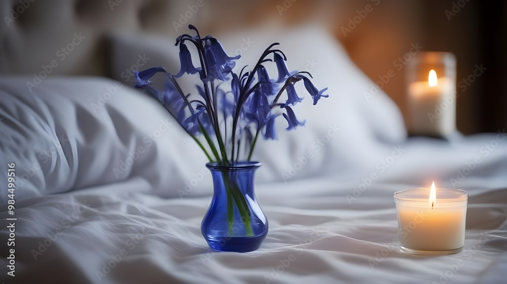 Wall mural bluebell on the bed