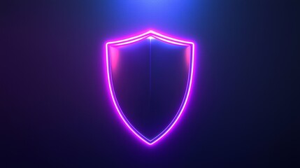 The shield icon represents privacy and data protection in a futuristic cybersecurity concept.