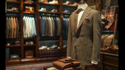 Brown Tweed Blazer in a Men's Clothing Store