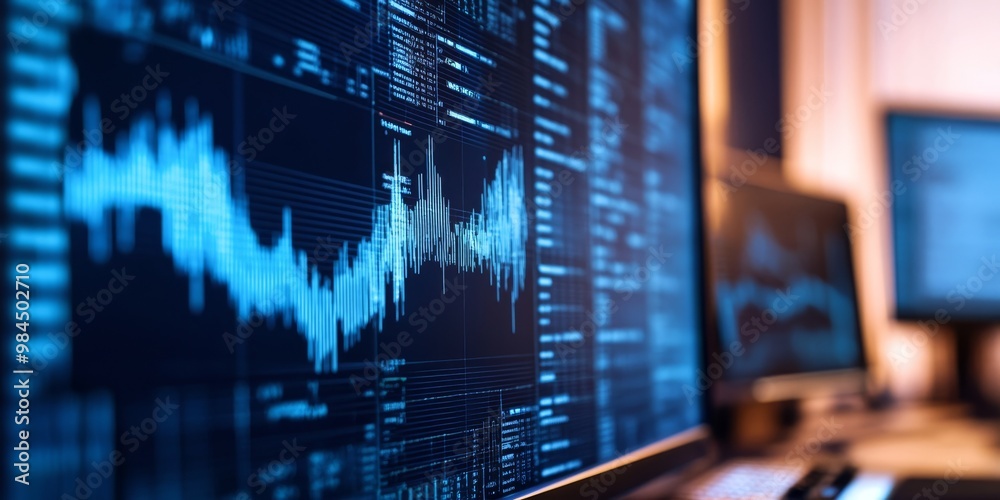 Poster a detailed closeup view of a sophisticated digital seismograph showcasing realtime earthquake data d