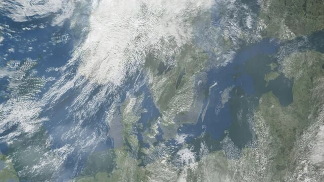 Zooming in on Boras, Sweden frome space - Perfect for Travel Intros and Backgrounds. Realistic 3D Animation.
