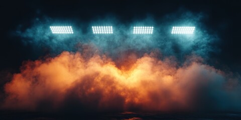 Naklejka premium Dramatic Lighting with Colorful Smoke in Dark Environment