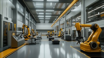 Industrial treadmill in warehouse with forklift and machinery