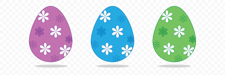 Easter Egg Icon Black | Painted Eggs Illustration | Happy Easter Hunt Symbol | Holiday Logo | April Spring Sign | Isolated | Variations