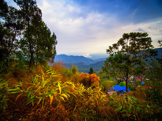sunset in the mountains of North Bengal, India