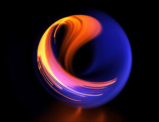 Vivid abstract background. Beautiful swirl trail effect frame. Mystical portal. Bright sphere lens. Rotating lines. Glow ring. Magic ball. Led spiral. Glint lines. Focus place. Illusory flash