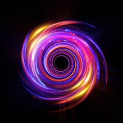 Vivid abstract background. Beautiful swirl trail effect frame. Mystical portal. Bright sphere lens. Rotating lines. Glow ring. Magic ball. Led spiral. Glint lines. Focus place. Illusory flash