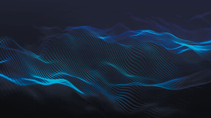 Futuristic particle wave. Abstract technology background. Big data visualization. Vector illustration