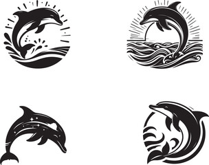 set of dolphin tattoo designs