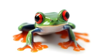 Green Tree Frog on White Background, Photo Realistic, Texture, Pattern Background, Wallpaper, Cover and Screen of Smartphone, PC, Laptop, 9:16 and 16:9 Format