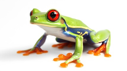 Green Tree Frog on White Background, Photo Realistic, Texture, Pattern Background, Wallpaper, Cover and Screen of Smartphone, PC, Laptop, 9:16 and 16:9 Format