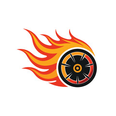 Speed tire with fire Mascot Icon Vector Design Modern Logo